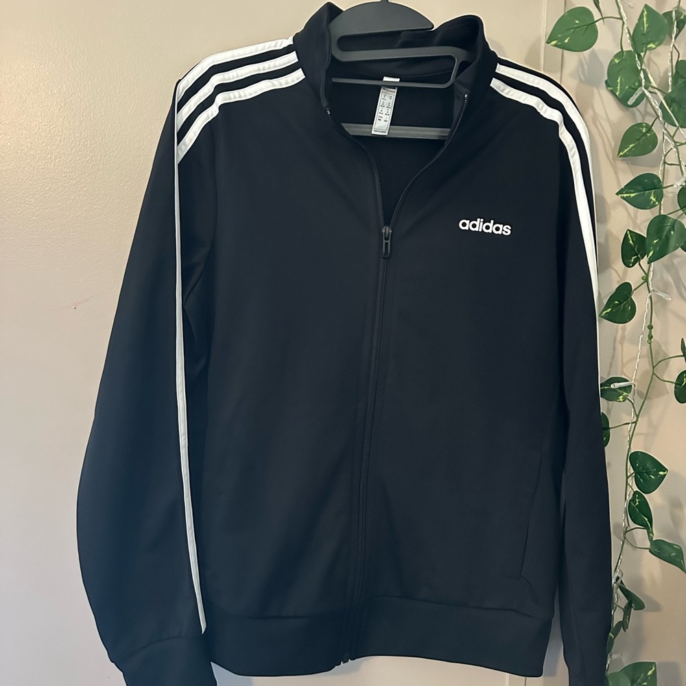 Adidas Women's Black Lightweight Jacket with White Accents
